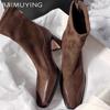 Остроносые женские высокие сапоги, модные элегантные туфли на высоком каблуке, тренд 2025 года, массивные дизайнерские туфли-лодочки, готические классические зимние ботинки Mujer