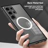 Магнитный чехол для Samsung Galaxy S25 Ultra S24 S23 Plus S25+ S24+ Magsafe Металлическая пружина Алюминиевый сплав Защита объектива Матовая задняя панель Бамперы для телефона