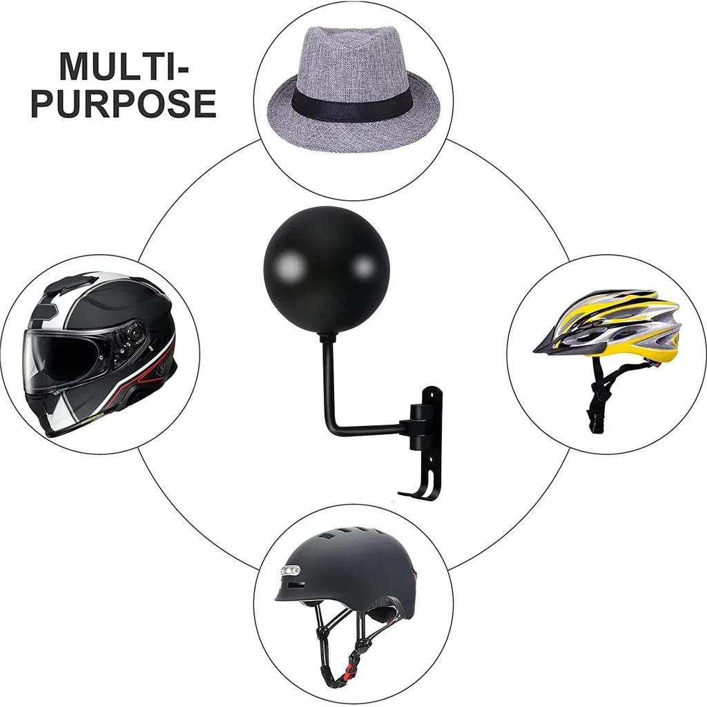 Motorcycle Helmet Rack Wall Mount Helmets Display Holder 180 Degree Rotation Motorcycle Bike Coats Keys Jacket Helmet Hanger