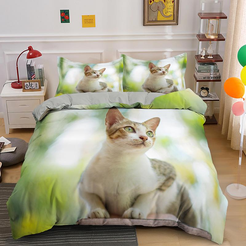 3D Cat пододеяльник комплект Twin Queen King Size милый комплект постельного белья из полиэстера класса люкс для детей девочек взрослых подарок с наволочкой