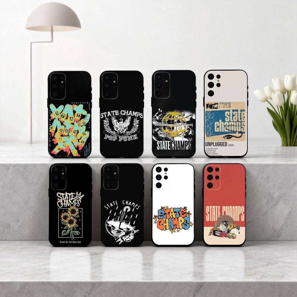 Rock S-State C-Champs Band Phone Case For Samsung S25,24,23,22,30,21,10,9,Ultra,Plus,Lite,FE,4,5 G Soft Black Case