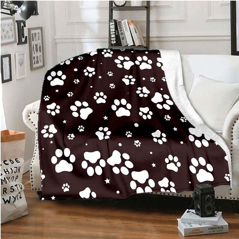 Одеяло с принтом щенячьих лап, одеяло для дивана-кровати, супер мягкое теплое одеяло, фланелевое одеяло