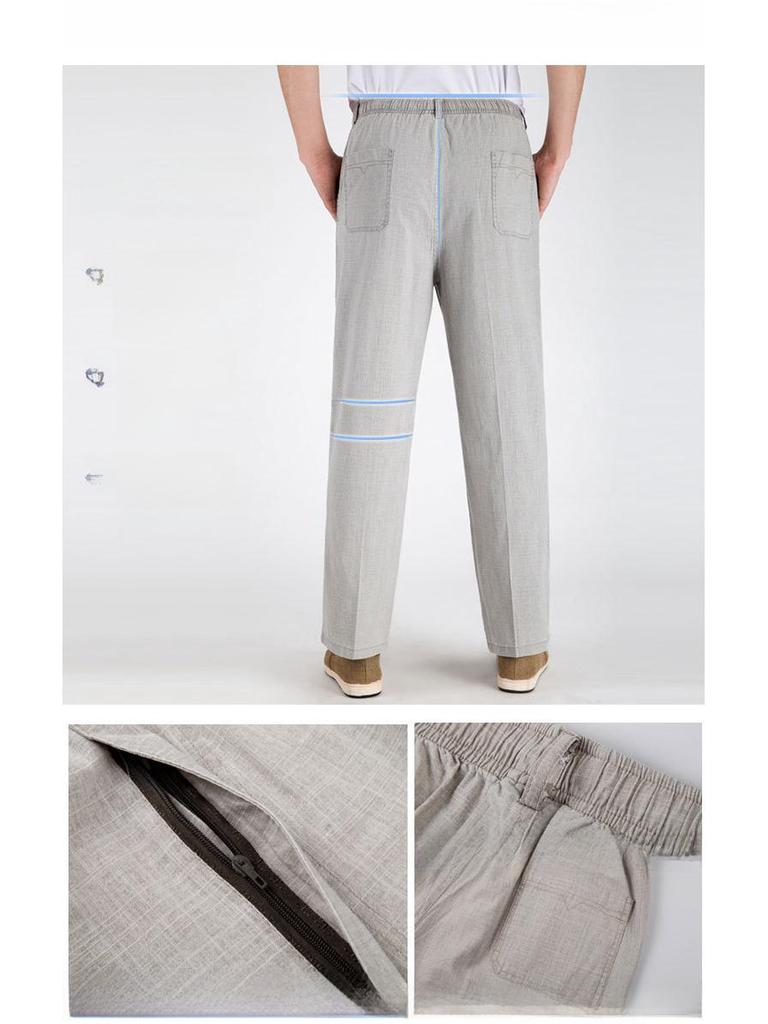 Мужские брюки из льняной смеси с высокой талией: Дышащий, повседневный летний крой