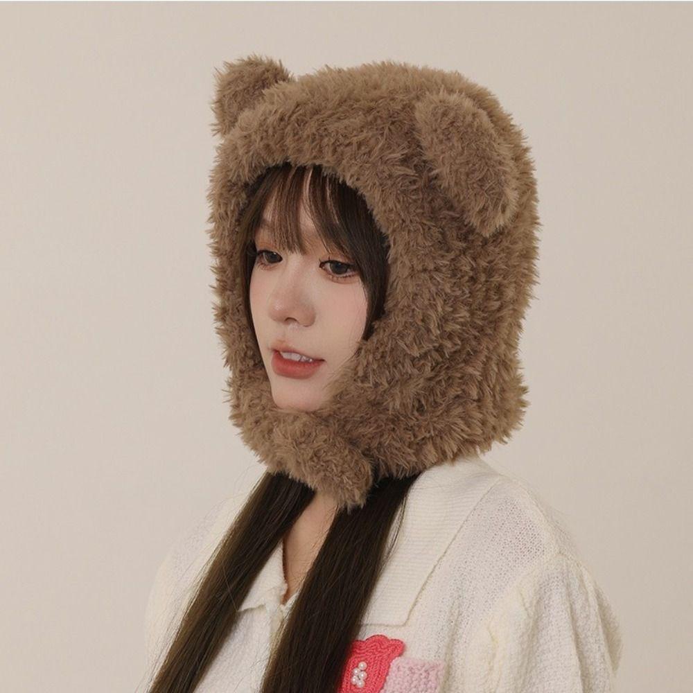 Winter Cap Bear Ears Hat Ear Protection Hat Fluffy Hat Personality Winter Beanie  Children
