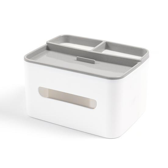 Tissue Paper Box with Storage Compartments Large Capacity Easy To Install Desktop Storage Organizer Remote Holder