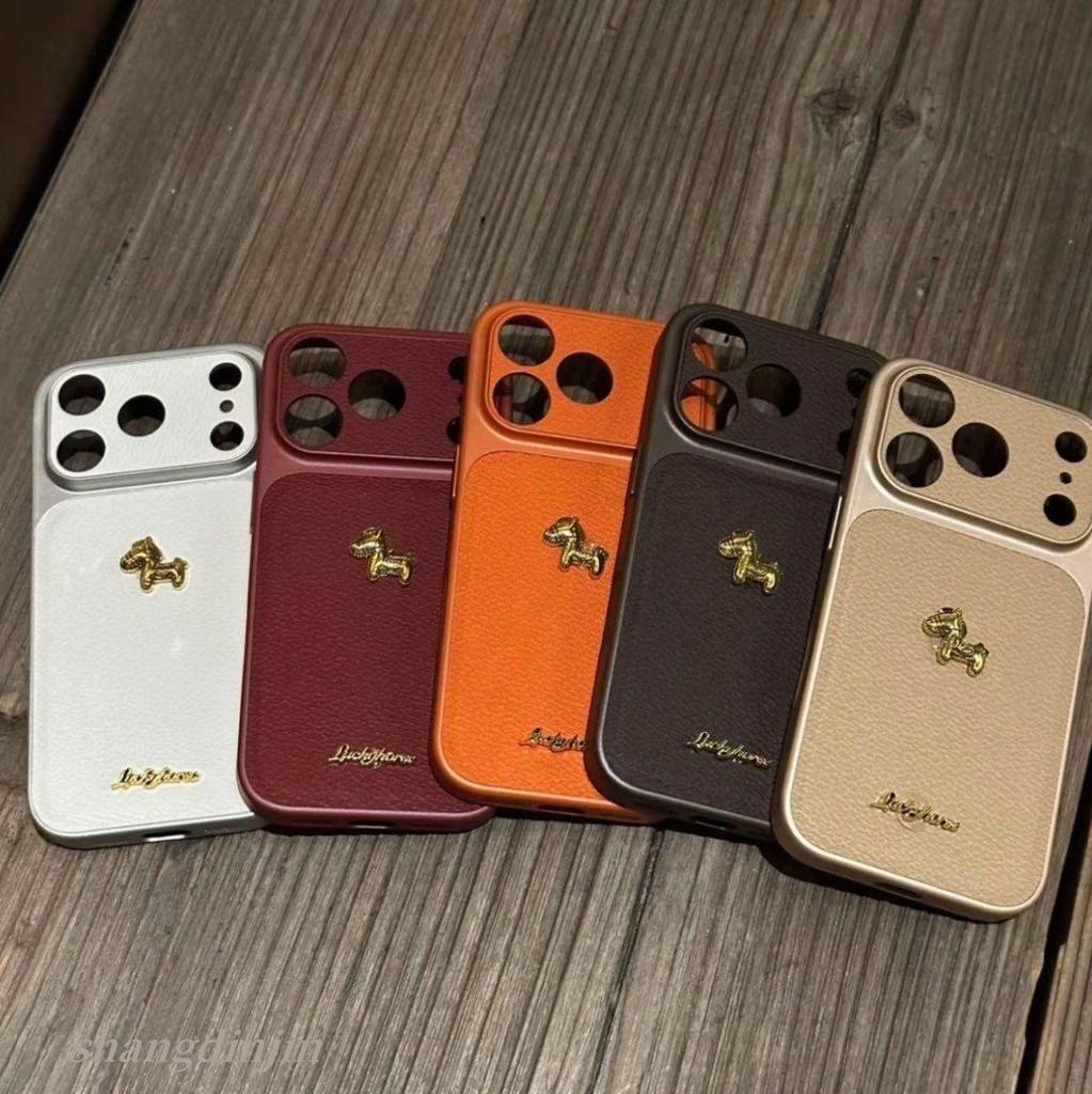 Защитный чехол для iPhone 17 Pro Max из ретро-кожи с текстурой лошади - Полностью закрывающий для моделей 13, 14, 15, 16