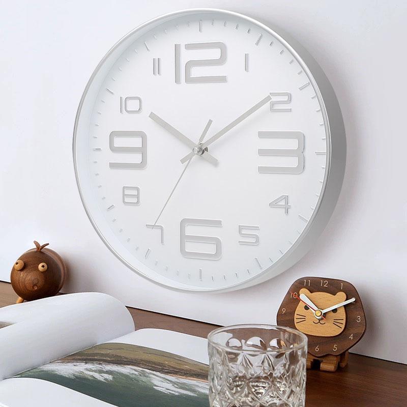 8 дюймов Бесшумные настенные часы круглые трехмерные цифровые современные настенные часы не тикающие настенные часы для спальни гостиной