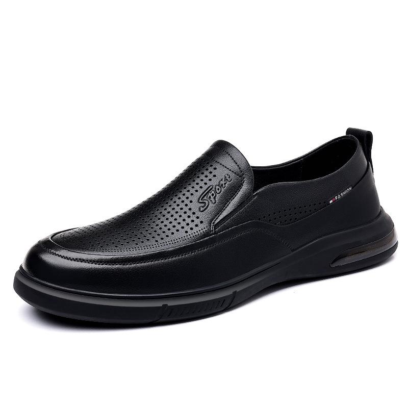 Мужская обувь 2025 новая дышащая полая модельная кожаная обувь мужские повседневные сандалии с отверстиями мужские 2025