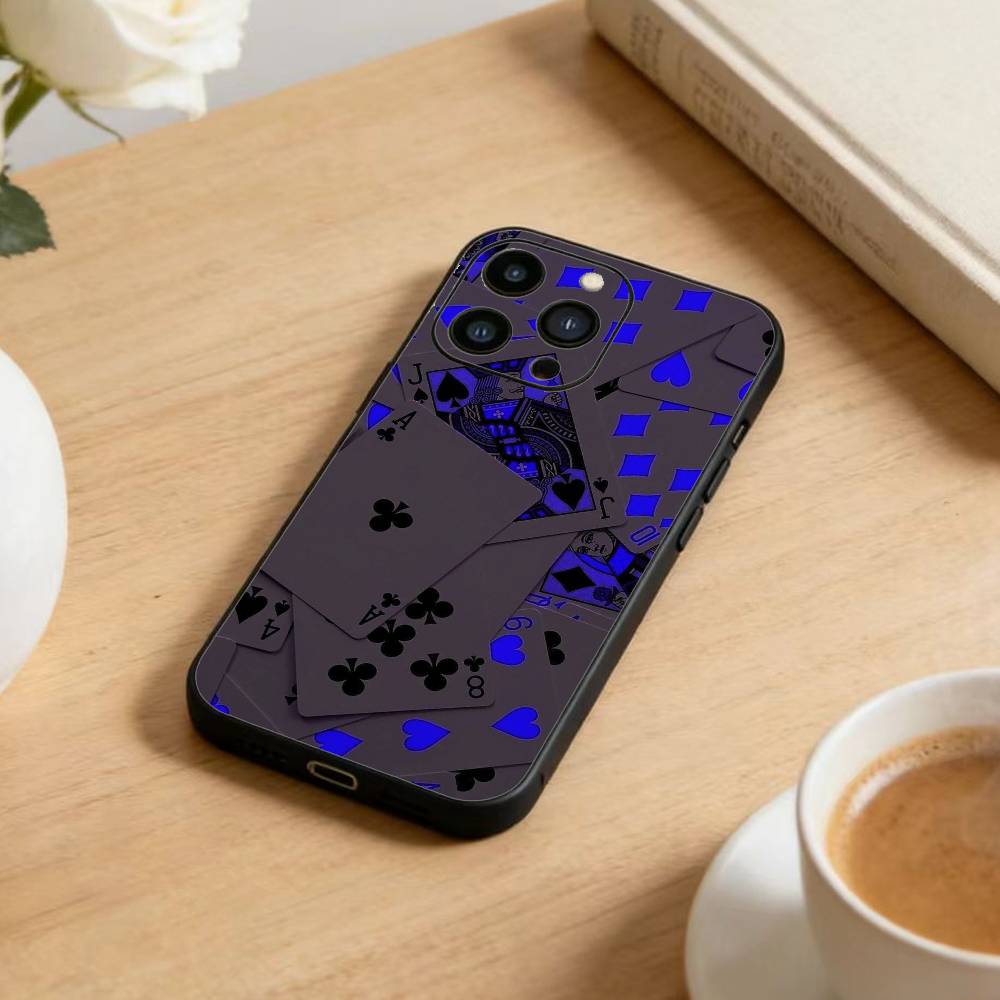 P-poker Чехол для телефона для iPhone17,16,15,14,13,12 Plus,Max Мягкий силиконовый Черный чехол