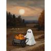 Spooky Witch Cat Reading Pumpkin Landscape Halloween Poster Canvas Wall Art Home ation