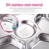 Molonana Food Grade 304 Stainless Steel 5-Compartment Round Lunch Tray