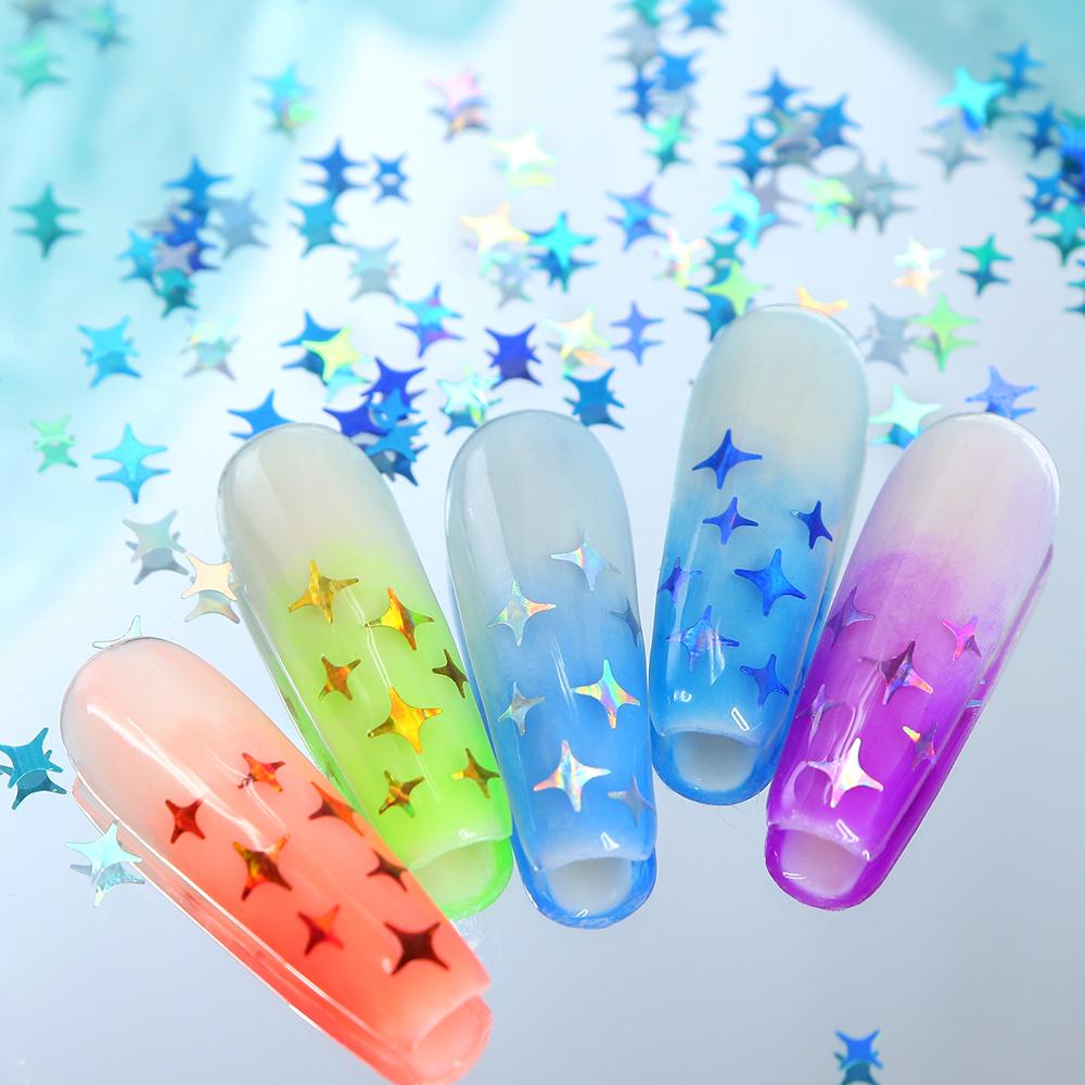 12 сеток, блестящие блестки со звездами для дизайна ногтей, голографический звездный дизайн маникюра, украшение для УФ-гель-лака, аксессуары для ногтей