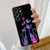 Funny Cute Cat Line Case For Samsung Galaxy S20 S21 S22 Note 20 Ultra 10 Plus 8 9 S23 5g S21 Plus Black Soft Funda Capa Cover