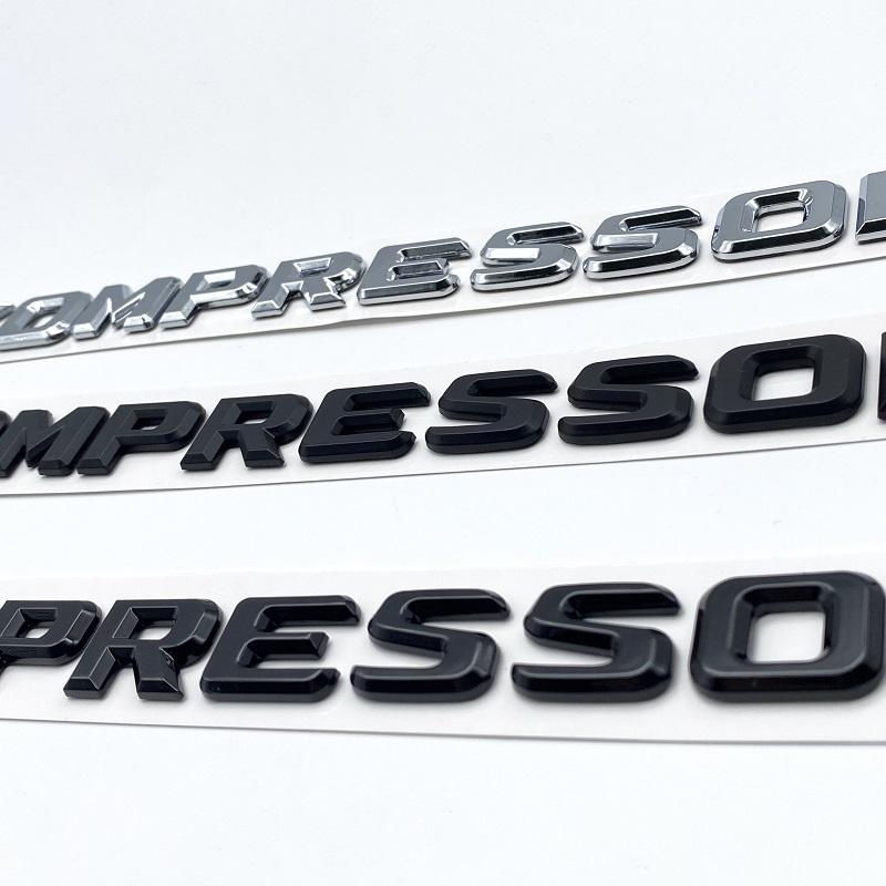 ABS Badge KOMPRESSOR Chrome Black 3D Letters Car Rear Trunk Logo Emblem WYHTD5 Badge Car Sticker For W212 W213 W204 W176 GLA G63
