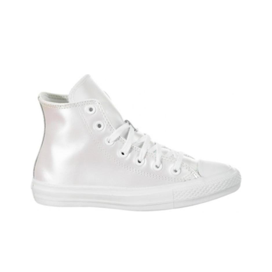 Converse Кеды Chuck Taylor All Star из иридисцентной кожи хайтопы женские серебристые 566094C