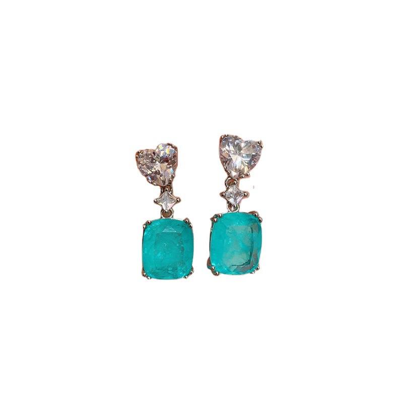 Цветные ювелирные изделия Серьги Параиба Роскошные изумрудные серьги-гвоздики знаменитостей Женские микронаборы имитационных украшений