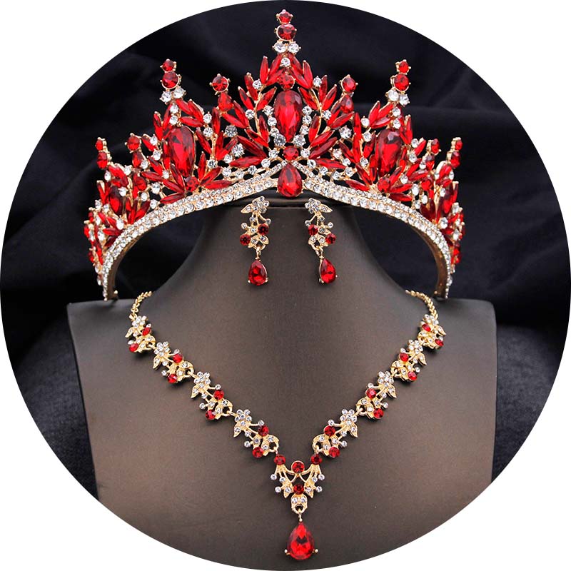 Luxury Tiaras and Crowns Bridal Jewelry Sets for Women Prom Wedding Crown With Choker Necklace Earrings Costume Accessories