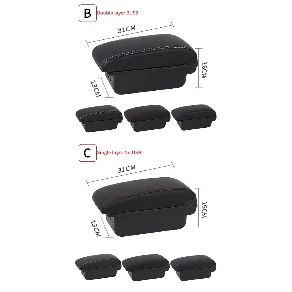 For Opel Corsa E Armrest Box For Corsa E Interior Storage Box Pu Leather Armrest with USB Car Accessories 2014 2015 2016-2019