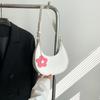 Dumpling Shape Flower Shoulder Bag Flower Pendant Women Underarm Bag Half-moon Bag  Streetwear