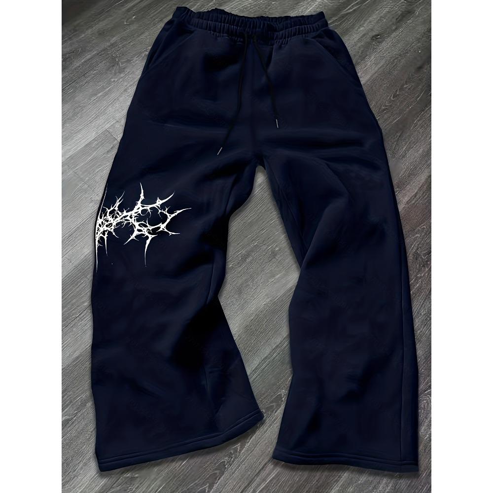 Men'S Patterned Loose-Fitting Sweatpants with Drawstring Waist, Wide-Leg Joggers with Pockets