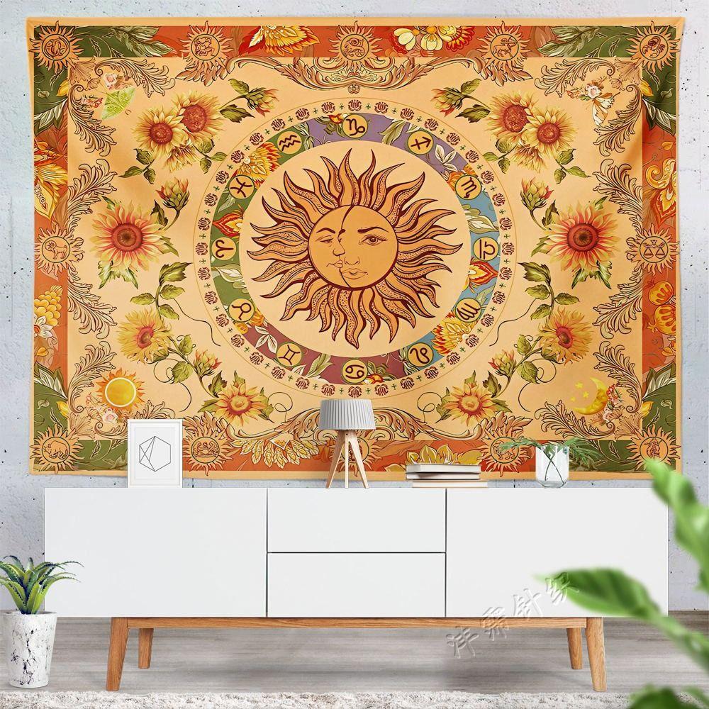 Mandala Style Sun Tapestry Sun and Moon Wall Rug Backdrop Wall Hanging Blanket Home Decor