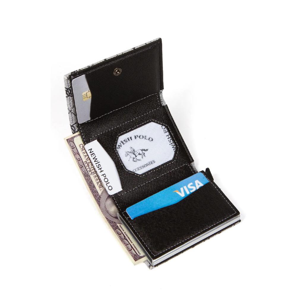 Сиреневый кожаный кошелек с Rfid-защитным алюминиевым механизмом, автоматическим держателем для карт и отделением для бумажных денег