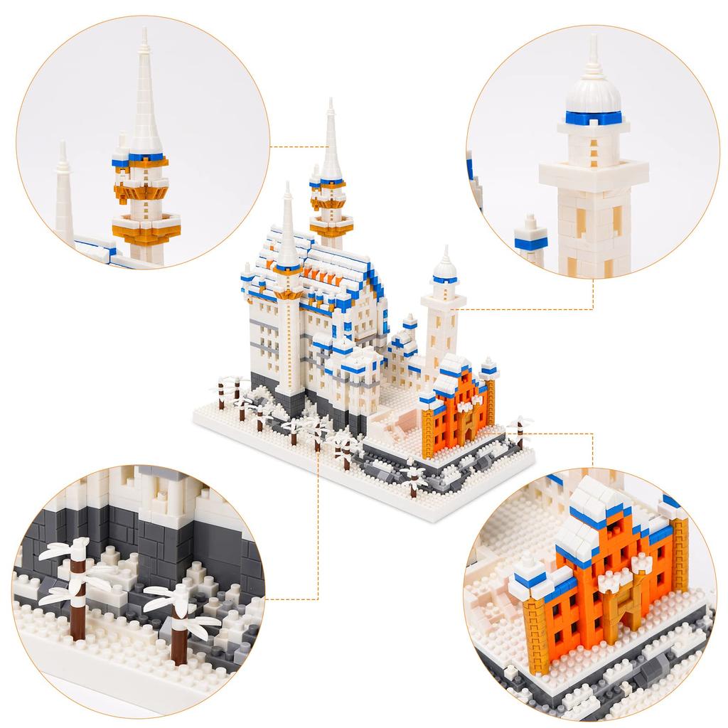 LULUFUN Micro Block Swan Castle Block Set Building Toy Mini Neuschwanstein Castle Assembly Children Adults Holiday New Year Gift Birthday