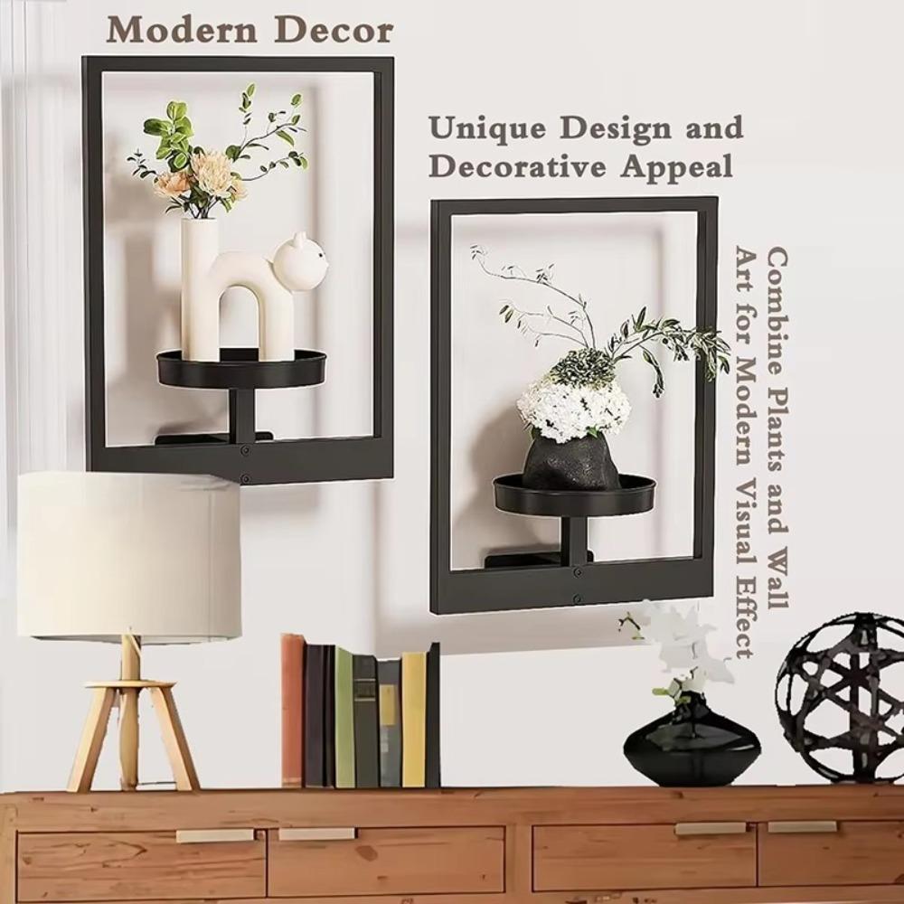 Stylish Metal Plant Wall Frame Black Wall Mounted Succulent Hanger For Home Decor
