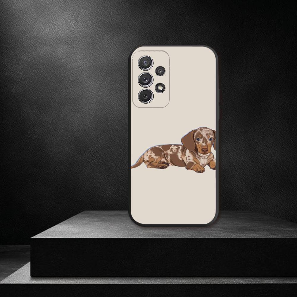Cute Dachshund Dog Phone Case For Samsung S 25,24,23,22,30,21,10,9,Ultra,Plus,Lite,FE,4,5G Black Soft Case