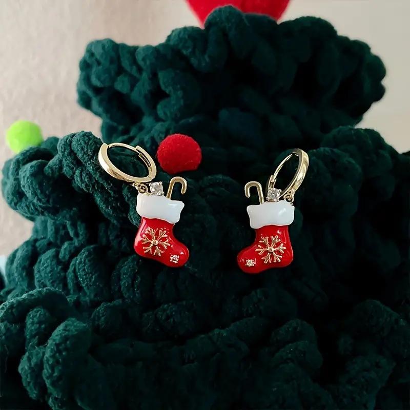 Christmas Earrings Dangle Sterling Silver Sock Christmas Earring For Women