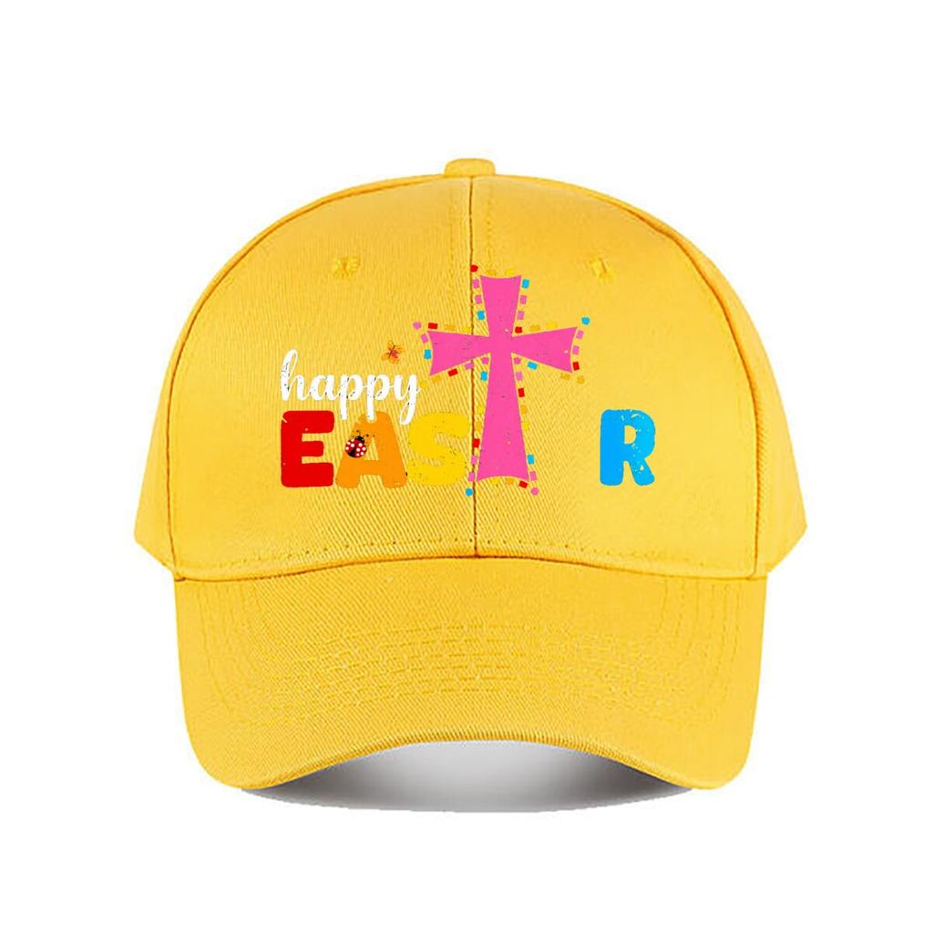 Happy Easter Colorful Cross Baseball Cap Fashion Unisex Sunhat Womens Outdoor Sports