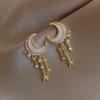 New Gold Color Sun Moon Star Stud Earring Retro Luxury Cubic Zirconia Drop Earrings Women Jewelry Gift