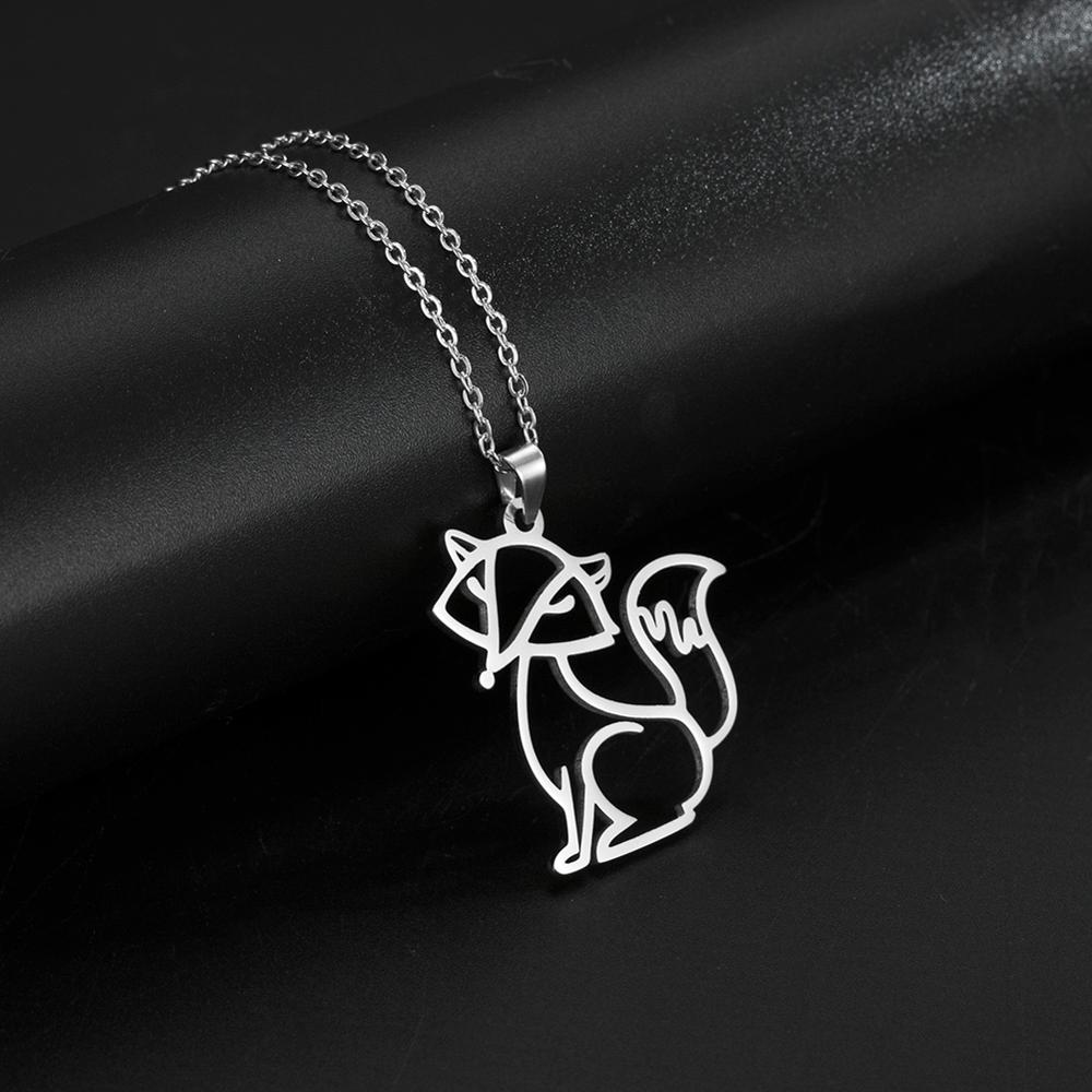 Fox Animal Pendant Necklace Stainless Steel Choker Chain Necklaces Summer Jewelry Best Wishes for Women