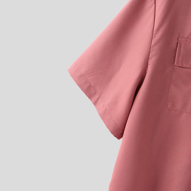 INCERUN Мужские повседневные рубашки-карго с воротником-лацканами и коротким рукавом на молнии