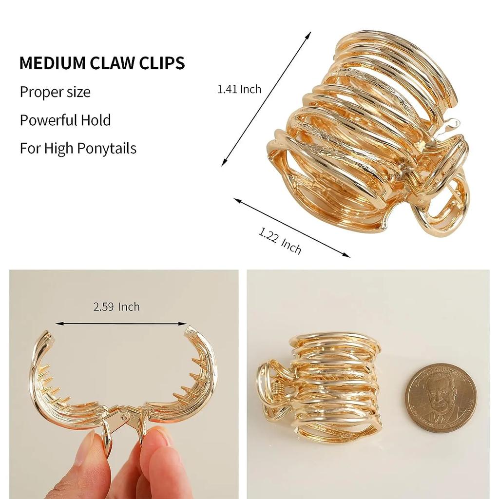 Fashion Gold Color Hollow Geometric Hair Clips Metal Hair Claw Cross Hairclip Headband Hairpin HairCrab Women Hair Accessories