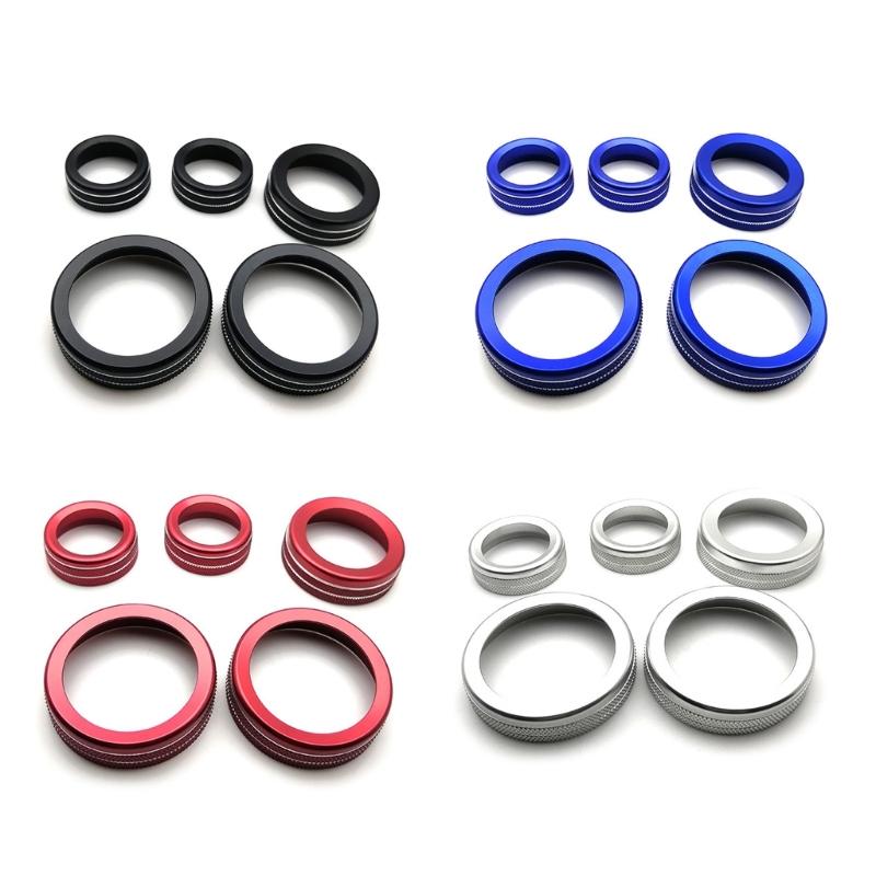 5 шт. алюминиевые автомобильные переключатели кондиционера воздуха кнопка ручка отделка крышка ручка громкости защитные кольца аксессуары используемые для транспортных средств