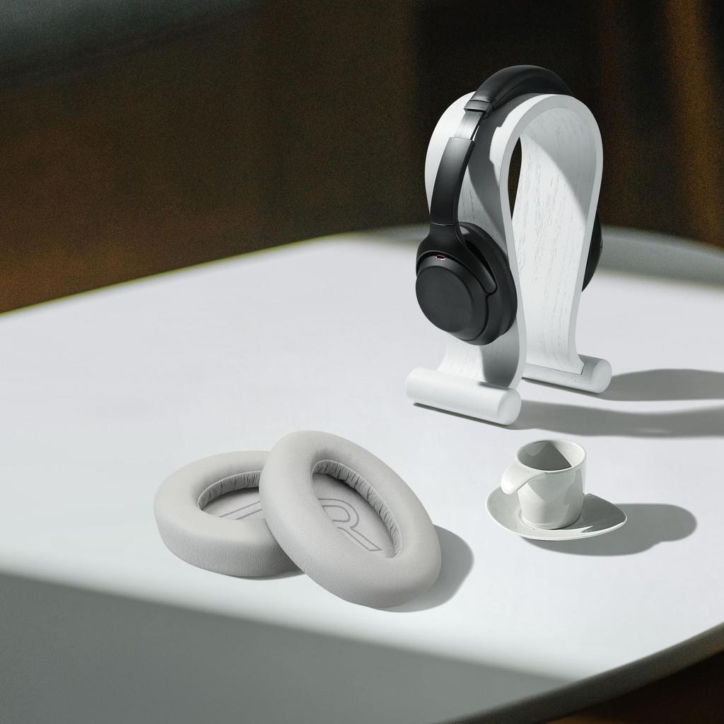 kwmobile 2x Headphone Cover Compatible with Anker Soundcore Life Q20 Replacement Ear Pads Cushion PU Leather Gray -