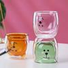 Кружка для кофе из стекла с двойными стенками, мультяшный медведь, бутылка для сока и молока, простая кружка для виски, коктейлей, вина, подарок