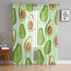 Avocado Green Seed Fruit Sheer Curtains for Living Room Decoration Window Curtains for Kitchen Tulle Voile Organza Curtains