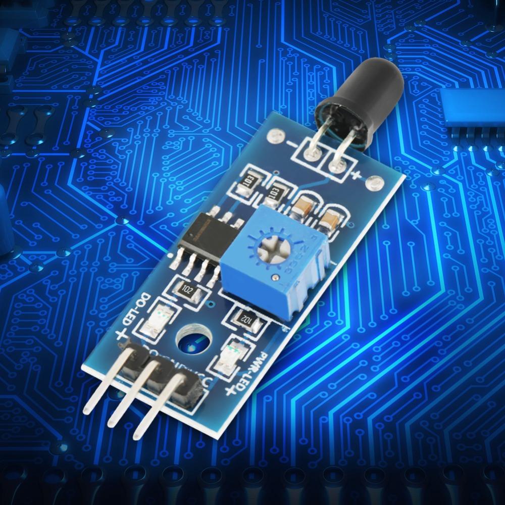 5 PCS LM393 Fire Sensor Module 3 PIN 3.3V-5V 3 Wire IR Sensor Digital Output Wide Voltage IR Infrared Fire Sensor