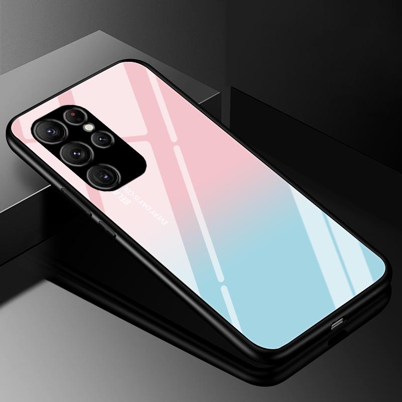Чехол-крышка для Samsung S24 S23 Ultra, чехлы из закаленного стекла для Samsung Galaxy S22 S21 S20 S23 Plus FE, роскошный жесткий бампер с задней панелью