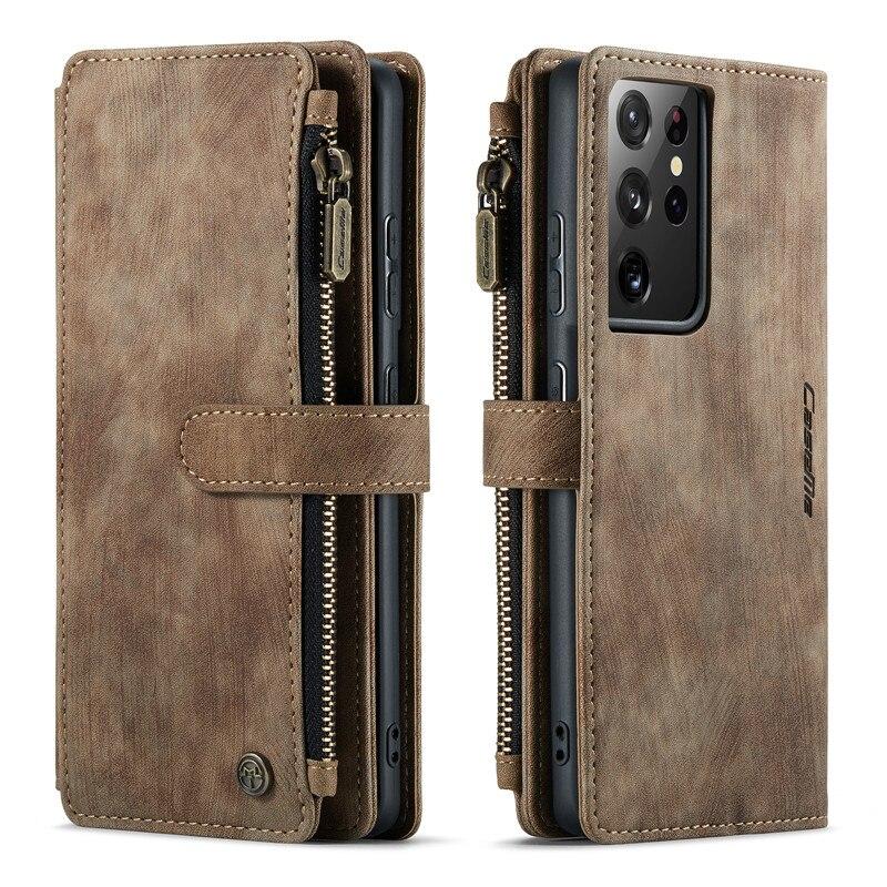 CaseMe Кошелек на молнии с отделениями для карт для Samsung Galaxy A17 5G A37 A57 A56 A36 A16 A55 A35 A25 A15 A54 A34 A14 A53 A33 A13 A52 A51 Флип-чехол из кожи для телефона