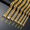 10MM-22MM Оптовая мужская цепочка Miami Cuban Link из нержавеющей стали Хип-хоп цепочка с золотым покрытием Не тускнеющая Модная для мужчин женщин
