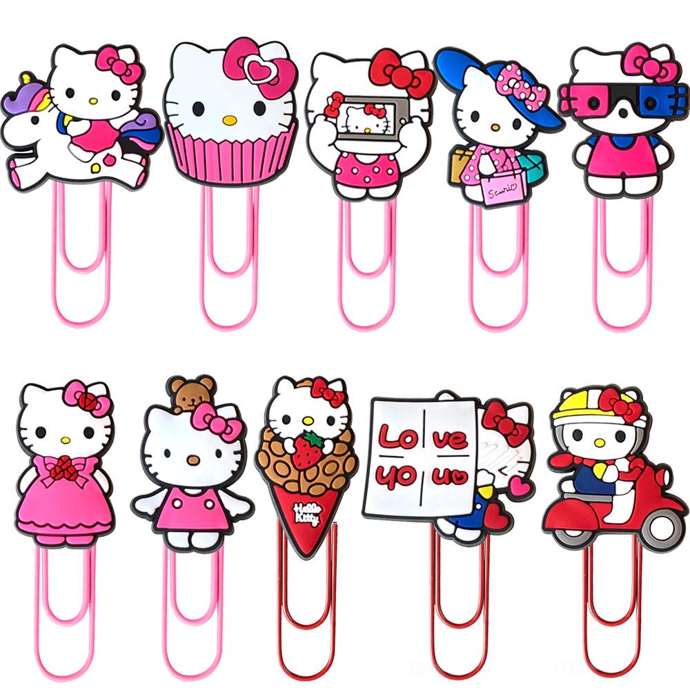 Набор скрепок с персонажами Sanrio: Большие, Цветные Студенческие Канцелярские Товары и Креативные Закладки для Страниц