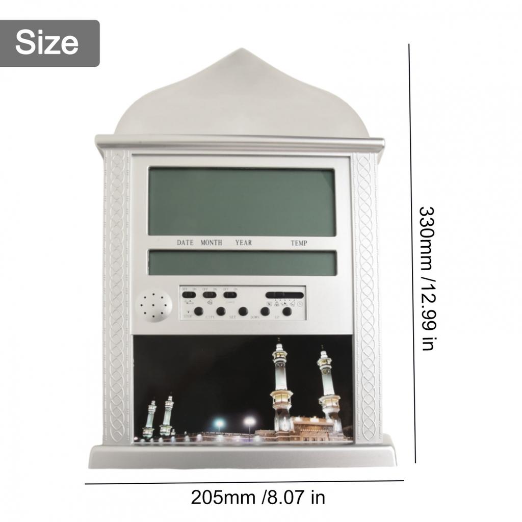 Функция календаря Азана в практичном дизайне настенных часов-будильника для мусульманской молитвы