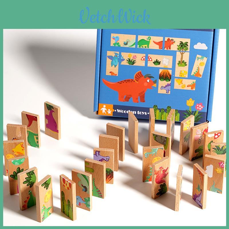 Dinosaur Stacking Puzzle Board For Kids Cognitive Play With Wooden Material