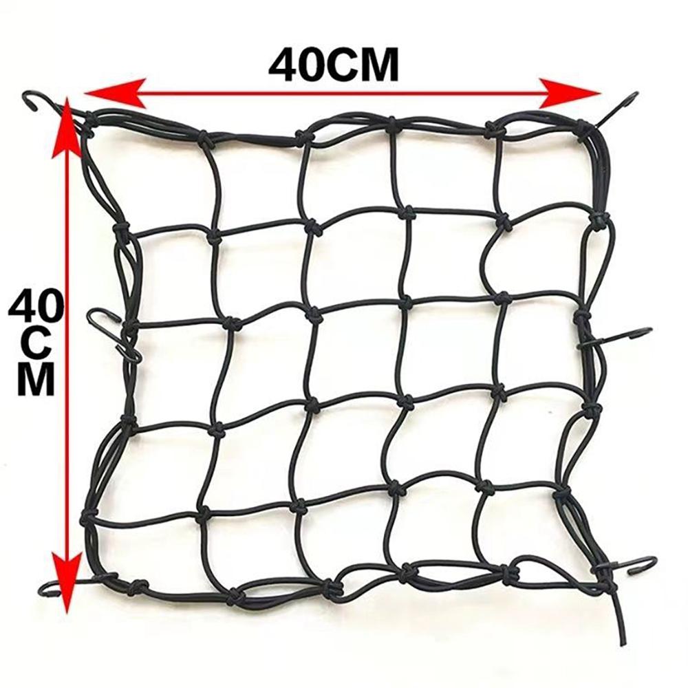 40x40cm Motorcycle Cargo Net Reflective 6 Hooks High Elastic Bungee Luggage Mesh For Helmet Fuel Tank Seat Night Safety Black