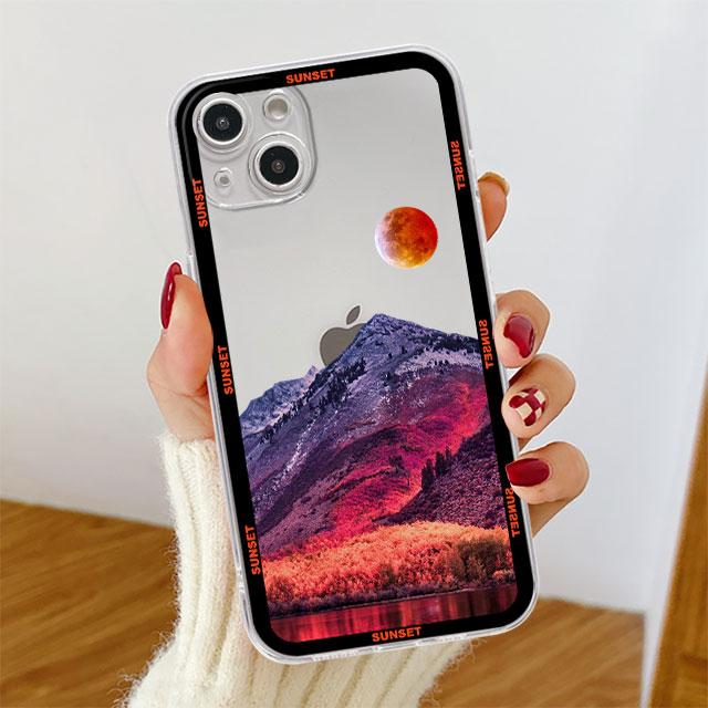 Прозрачный чехол для Apple iPhone 14, 11, 13, 12 Pro, 7, 8 Plus, XR X, XS Max, 6, 6S, 13Pro, силиконовый чехол для телефона, эстетический, снежная гора