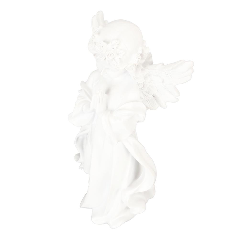 Статуэтка младенца-ангела белая высотой 10,8 дюйма, ручная резьба, богатая деталями, смоляная фигурка херувима для сада