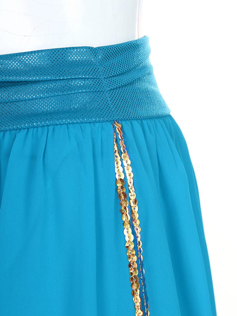 Womens Belly Dance Bloomers Halloween Theme Party Carnival Costume Ruched Waistband Side Split Pants